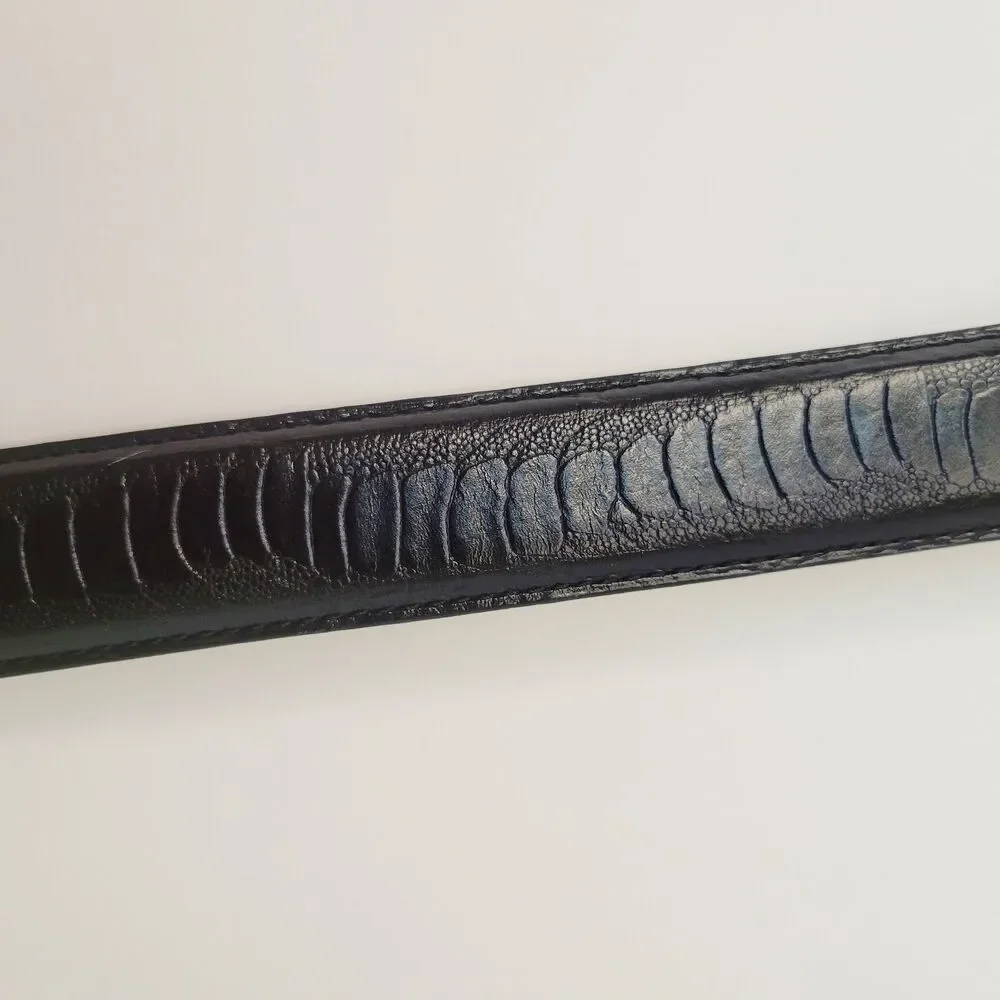 Stacy Adams Black Genuine Leather Belt Ostrich Embossed Size 36 Made in USA